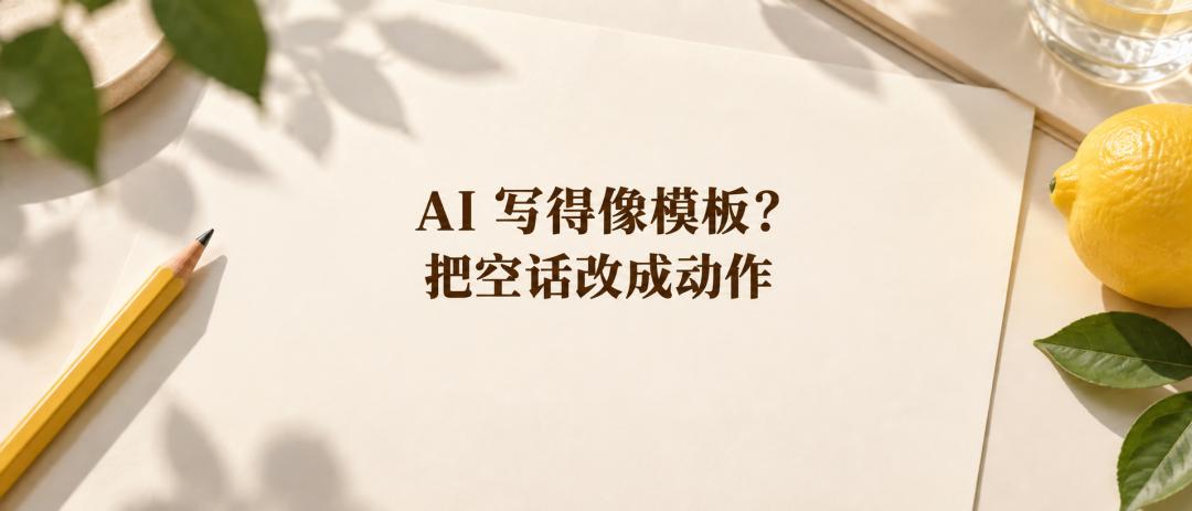AI 写得像模板？先把形容词换成动作
 
 “方便快捷”说完了评价，却没说清过程