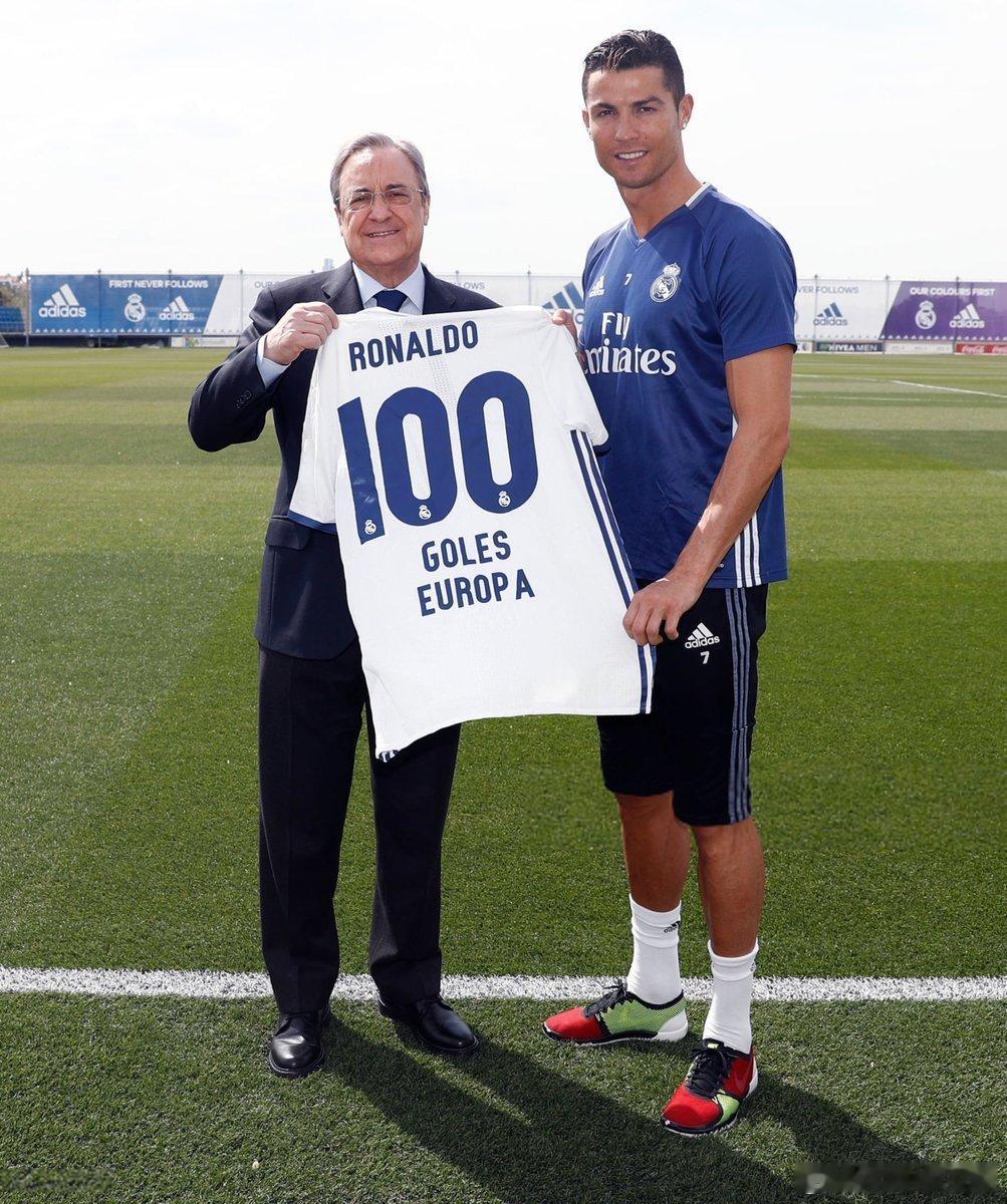 C罗 2017年的今天皇家马德里向克里斯蒂亚诺致敬，因为他成为历史上首位在欧洲赛
