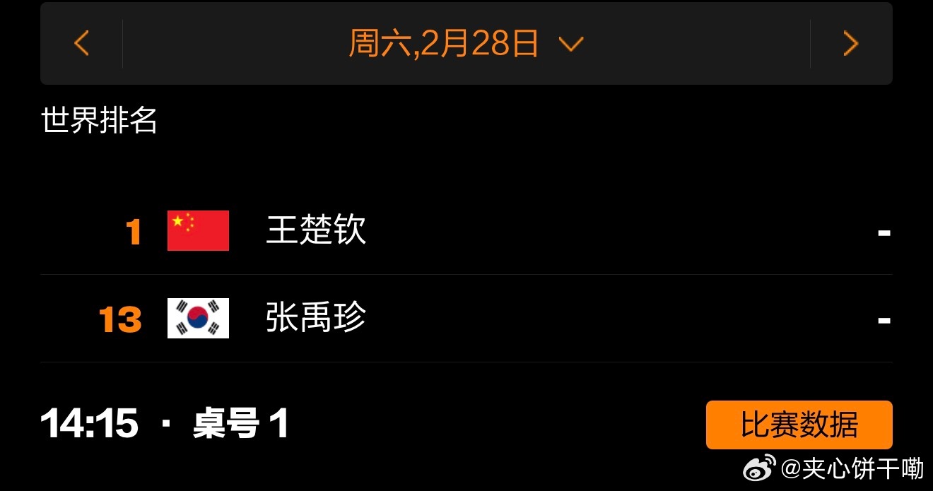 WTT新加坡大满贯丨莎莎大头赛程2月28号赛程14:15 T1 王楚钦🇨🇳V