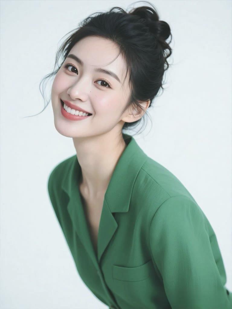 绿衣美人笑，春风满面来。