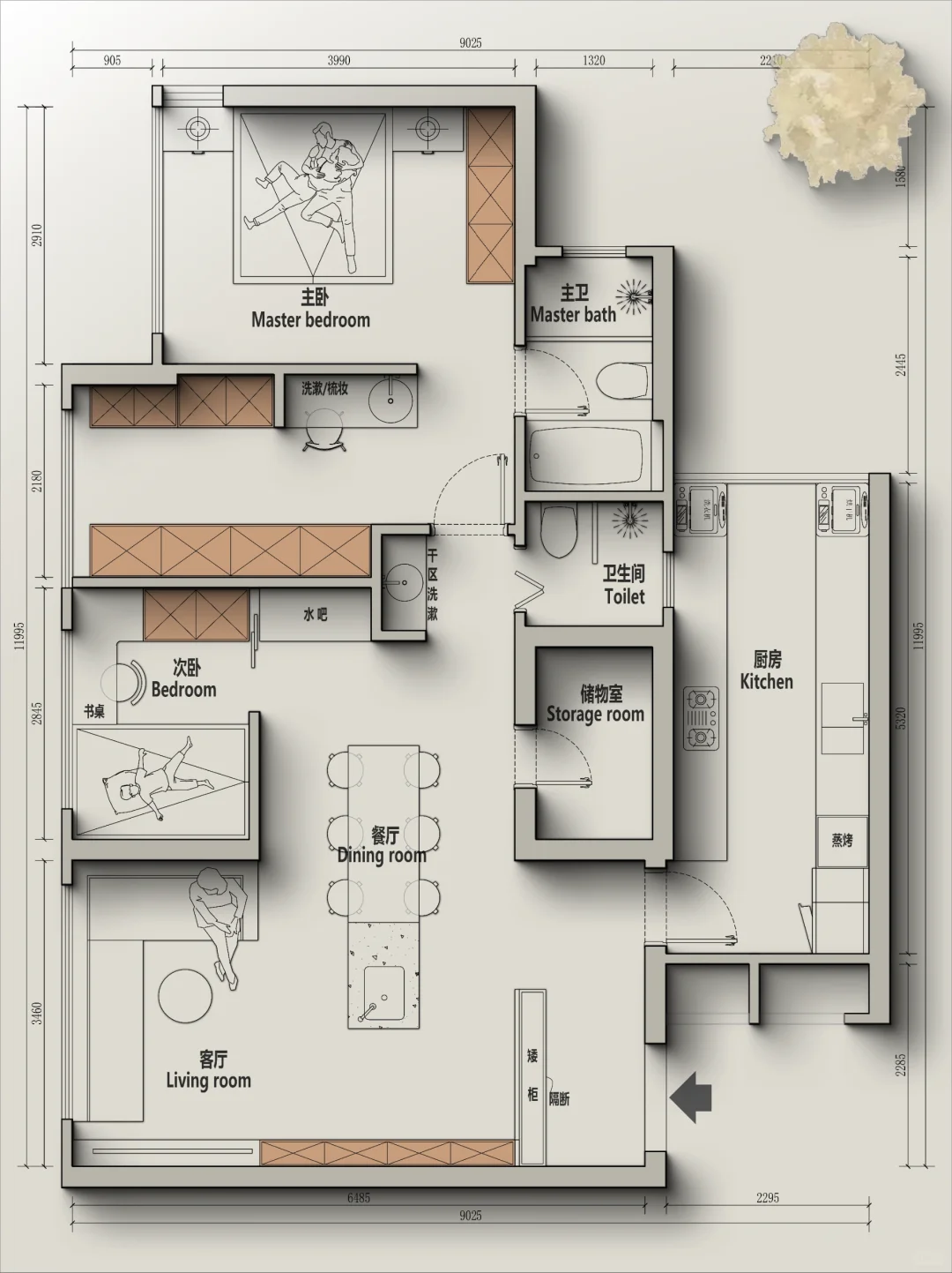 🍁户型改造丨新加坡82m²牺牲卧室做大餐厅