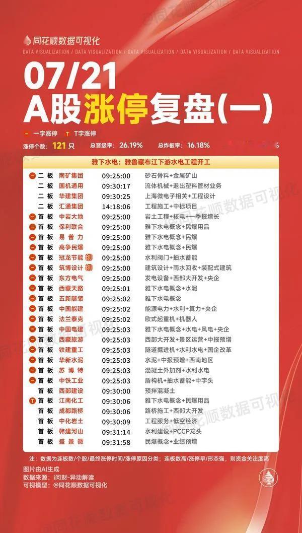 雅江水电站概念股集体涨停引领大A涨停潮   受周末雅江水电开发 利好发酵刺激，早