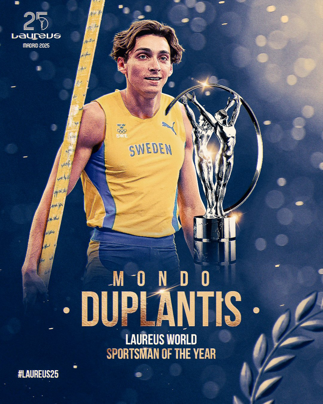 2025劳伦斯世界体育奖，世界年度最佳男运动员给了杜普兰蒂斯，波加查陪跑（获提名