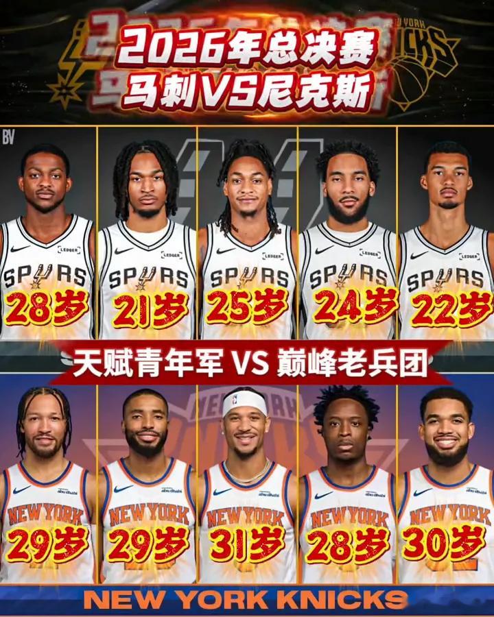 2026年总决赛马刺VS尼克斯，24岁天赋青年军VS巅峰老兵团。