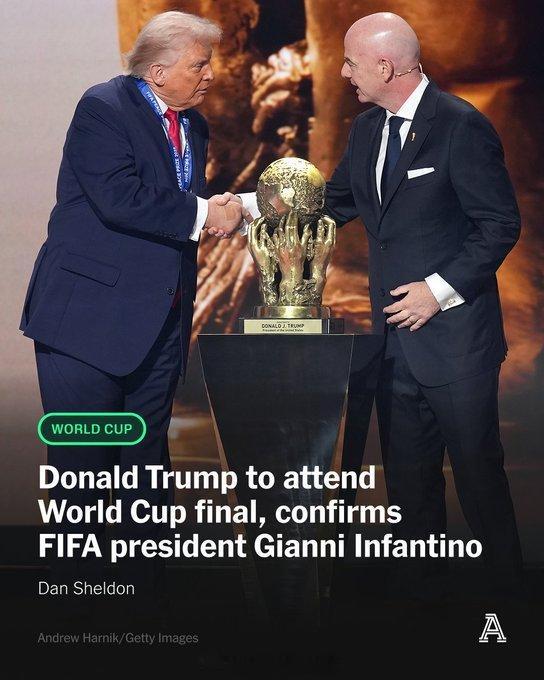 【特朗普将出席世界杯决赛】TA消息，2026世界杯正进行地如火如荼，但是美国总统