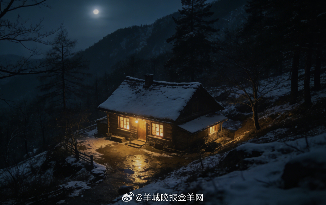 #晚安# 夜色裹着山林，山中小屋灯火温柔，晚风安静，万物入眠。把一天的疲惫轻轻放