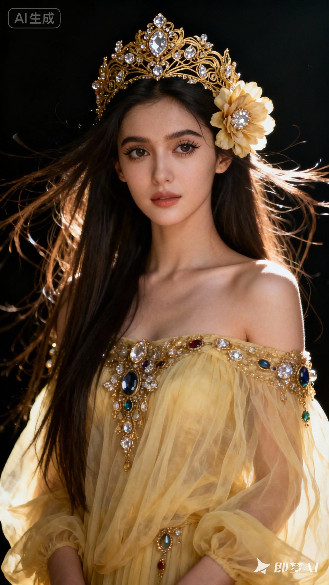 金冠玉衣，仙姿绰约。