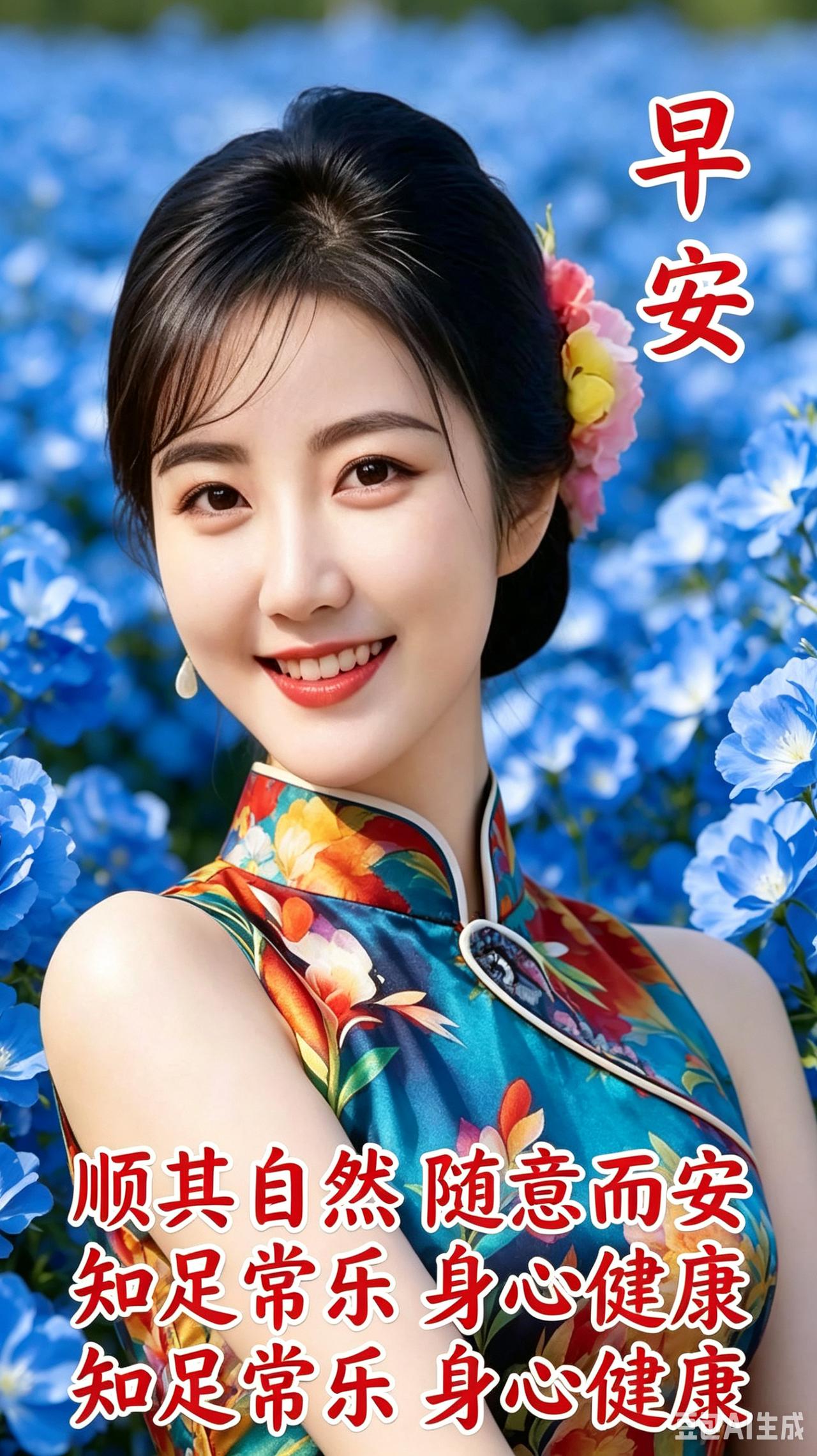清早起来问声好，
日子不用瞎操劳。
凡事看淡别较真，
心里舒坦身体好。