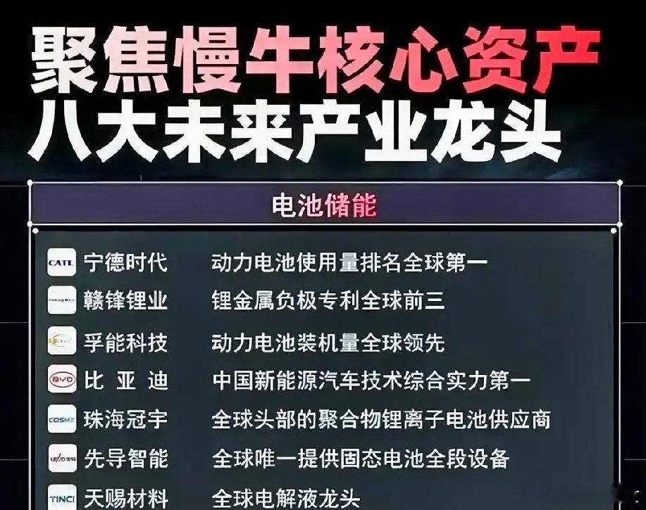 “慢牛核心资产”之电池储能板块电池储能是新能源转型的核心支撑，覆盖动力电池、储能