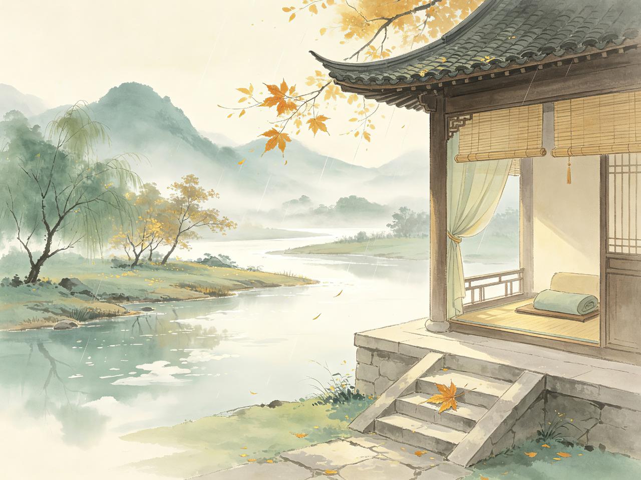 立秋
溽暑销残节序流，金风初动报新秋。
残蝉向晚声犹咽，远树凝阴翠未收。
细雨微