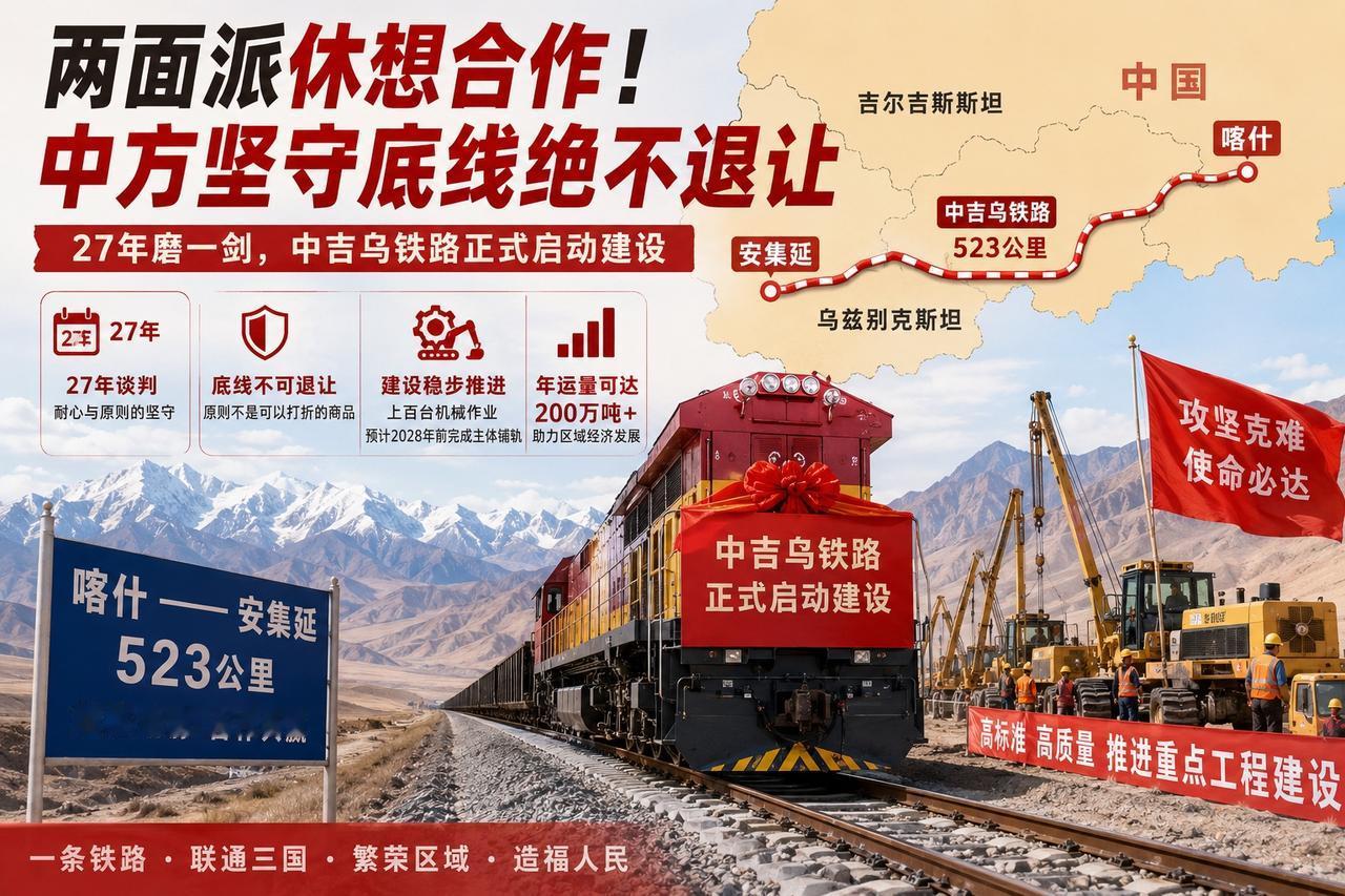 两面派休想合作！中方坚守底线绝不退让
酝酿了27年的中吉乌铁路终于从图纸走进了现