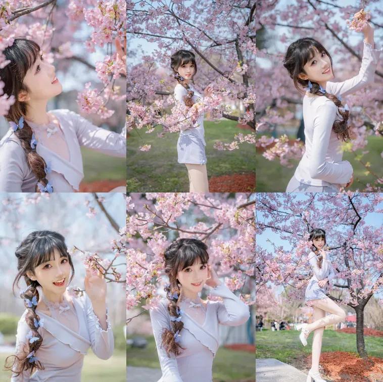 清纯甜美的样子漂亮吗樱花树下分享唯美的美照