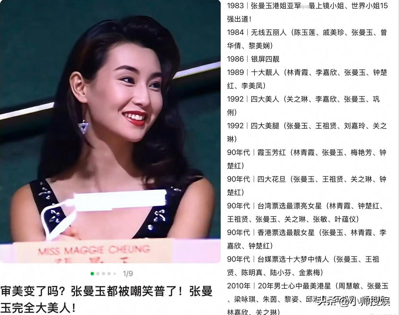 审美变了吗？张曼玉竟然都被当今的网友嘲普了。

现在向你走来的是：
1983年的