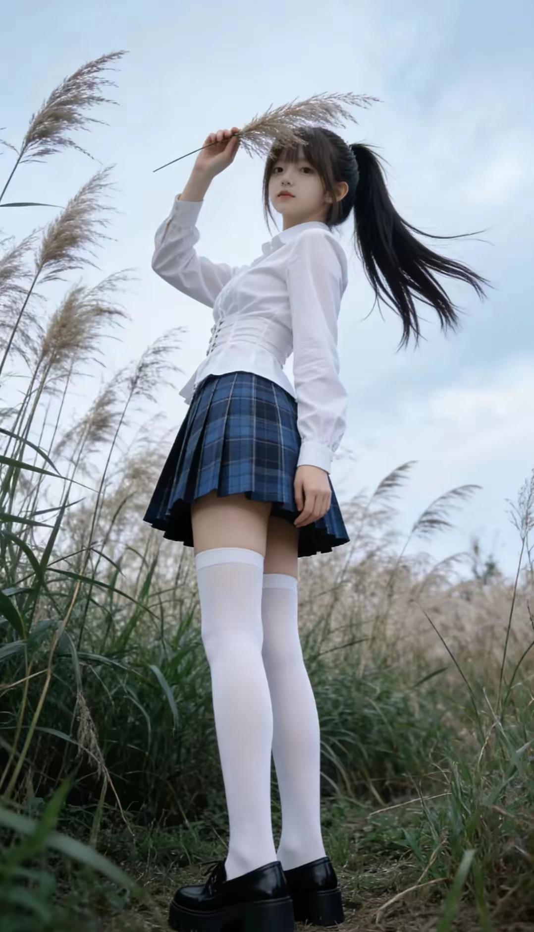 少女心爆棚的校园风穿搭，在草地上自由奔跑，感受青春的气息！💕🌿👗