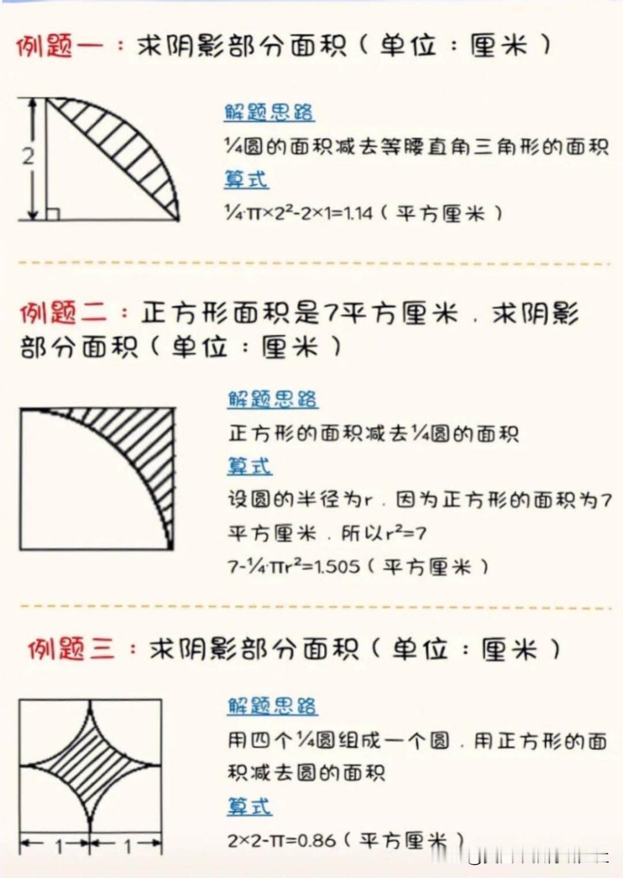 【🔥六年级～求圆的阴影面积解题技巧‼️】
必考‼️必考‼️必考，重要的事情说三