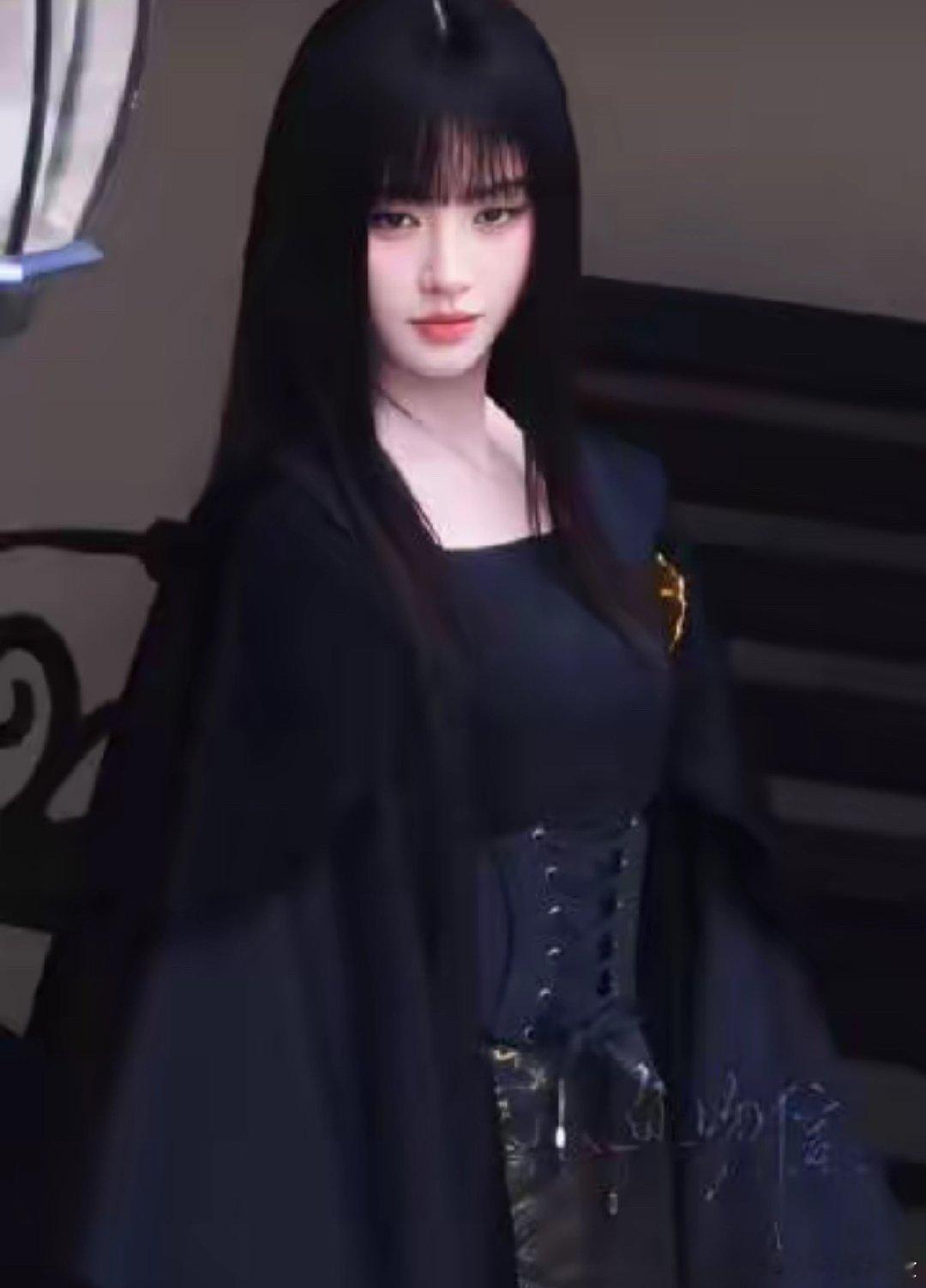 鞠婧祎黑长直恶女感鞠婧祎《万花世界》苏绿夏黑长直造型，就这个冷面恶女味正 