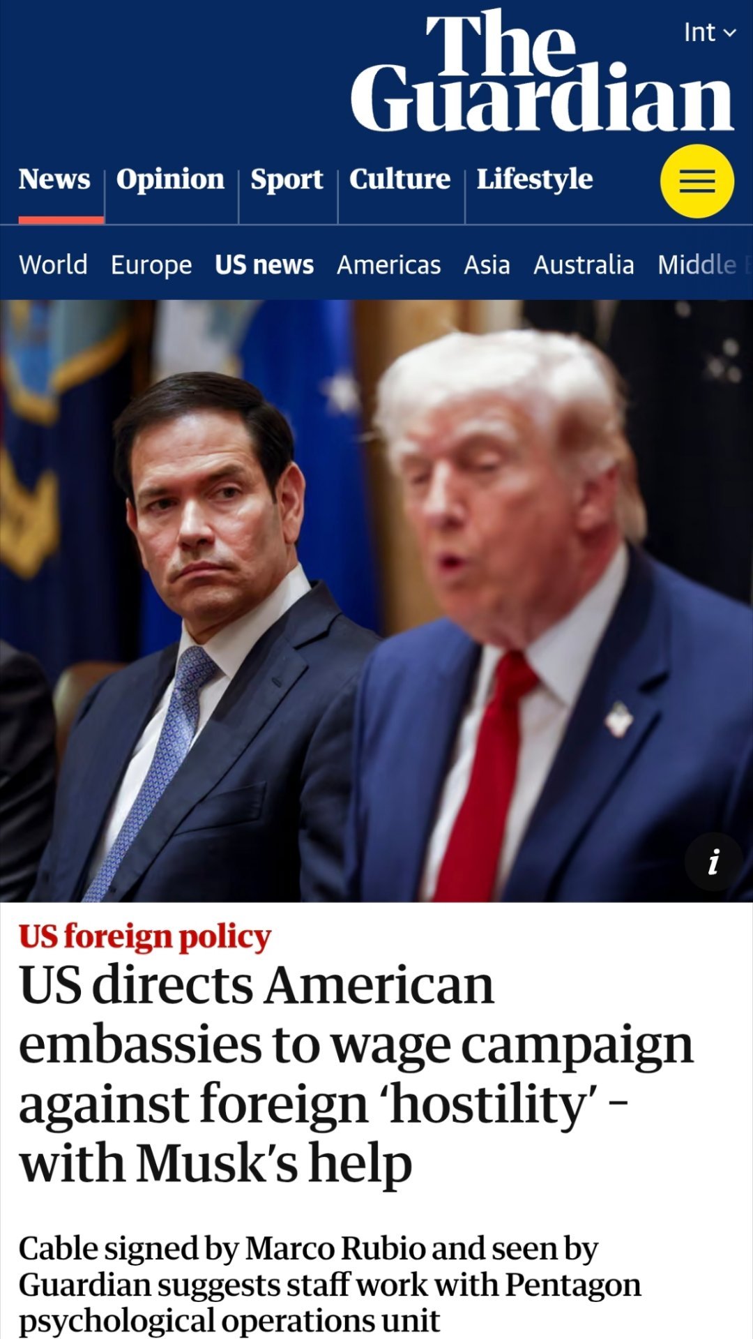 确实是真的！美国国务卿鲁比奥签发电报，指示美国驻各国使领馆要加强外宣，讲好美国故