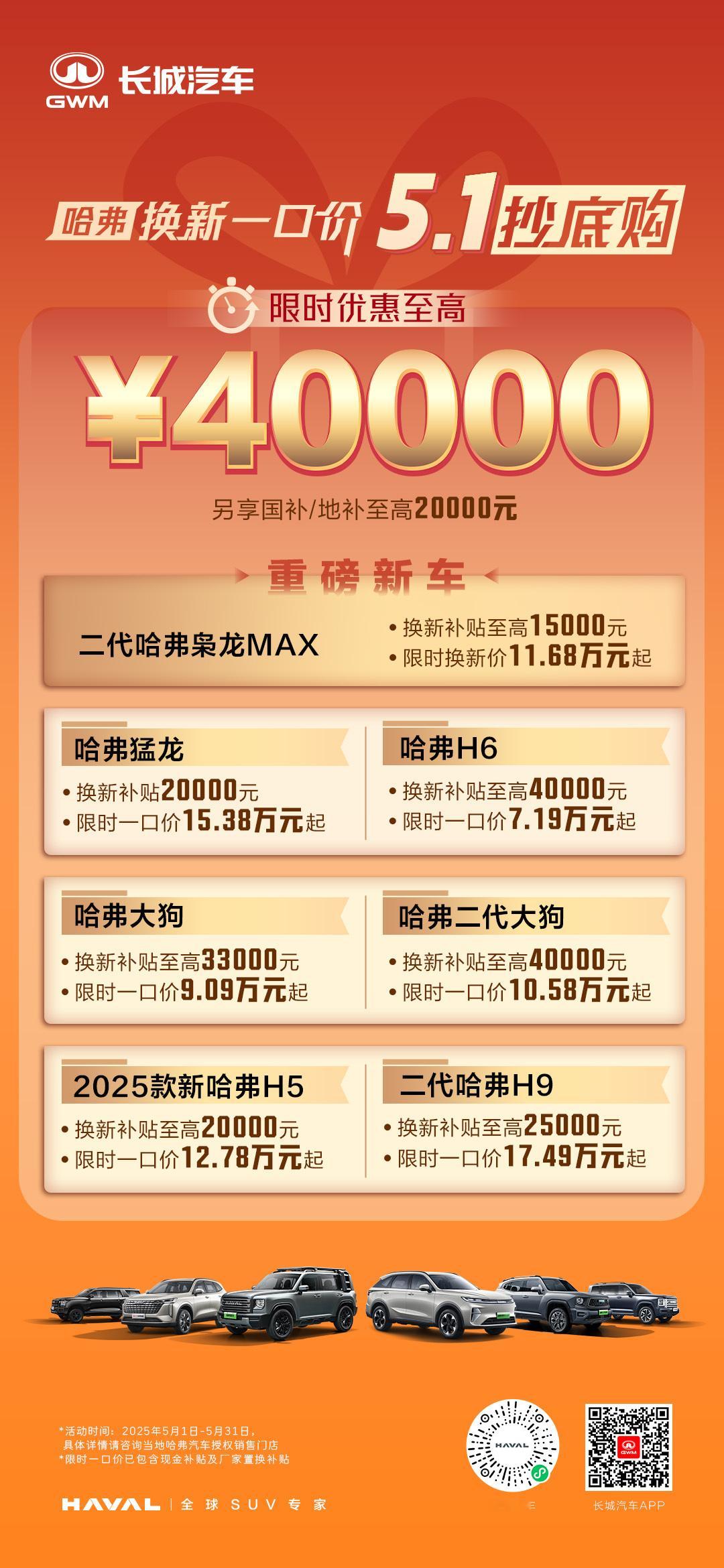 哈弗全系换新一口价五一抄底正当时没有套路，只有真诚一口定价，省心购车​​​