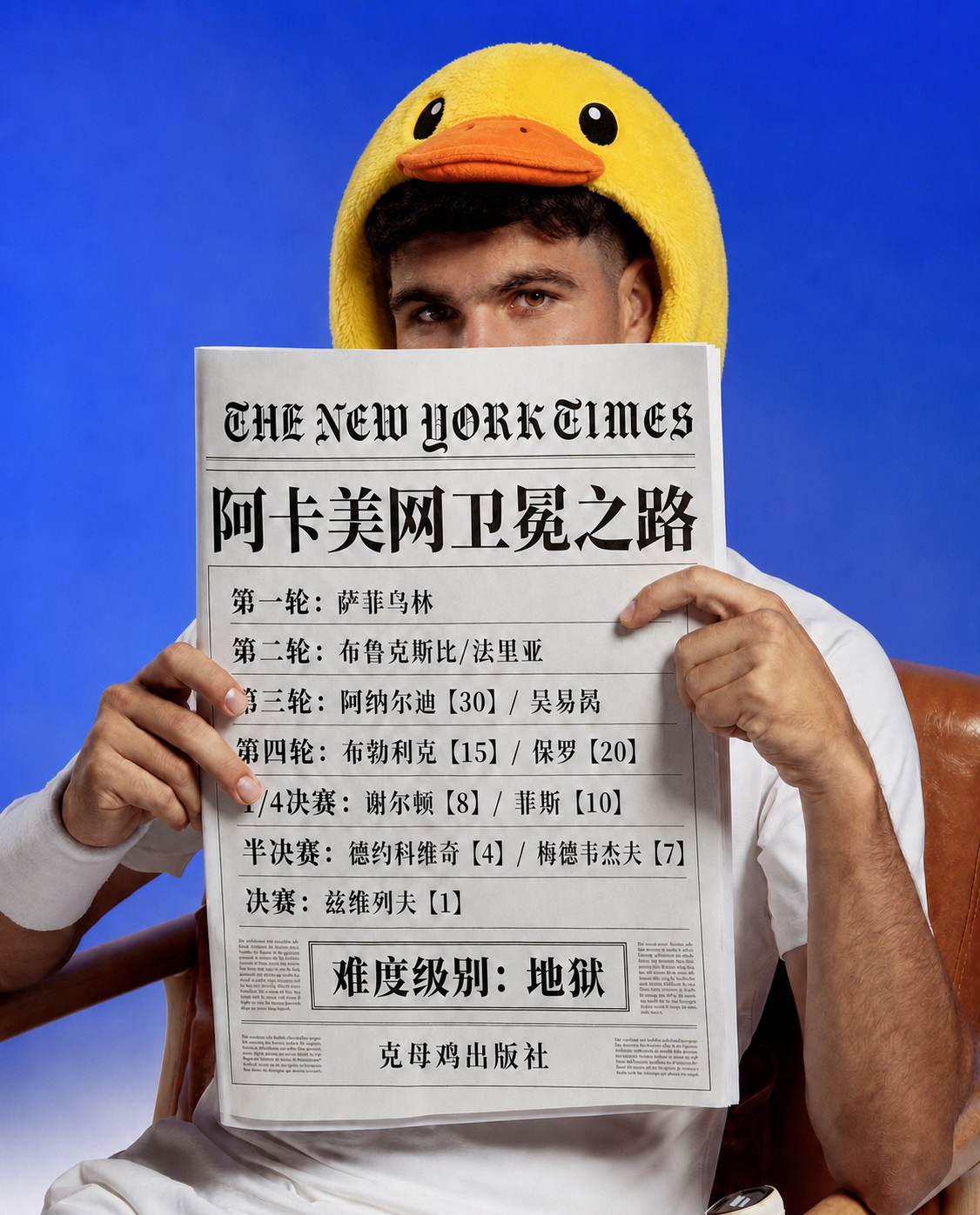 美网2026 阿卡卫冕之旅，刚复出就是地狱难度的签表能走到第几轮？第一轮：萨菲乌
