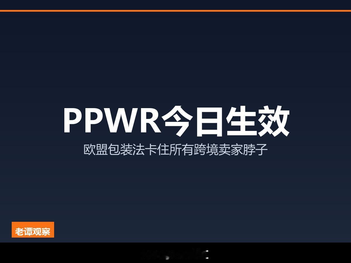 今天起，欧盟一道包装法，卡住了所有跨境卖家的脖子

PPWR今日生效！做欧洲市场