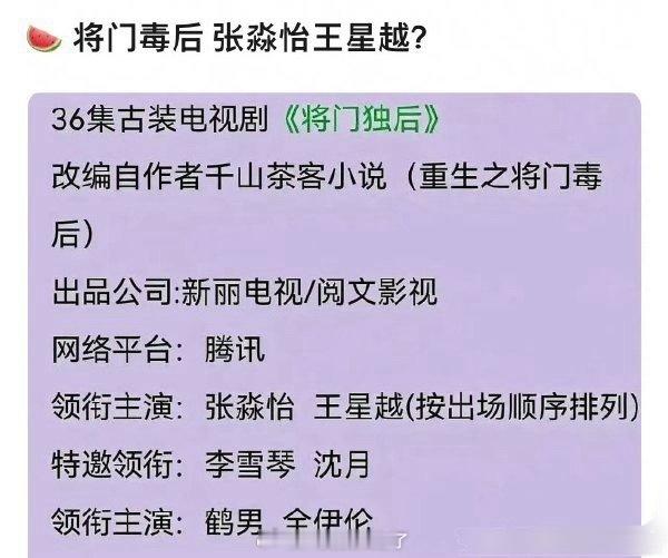 网传《将门独后》定的王星越、张淼怡，大家感觉两人🈶🈚️cp感？ ​​​