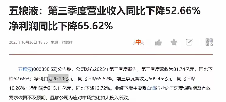 60万股东无眠！白酒二哥季报爆雷，净利腰斩+PE飙至50倍，行业神话难续？深夜的