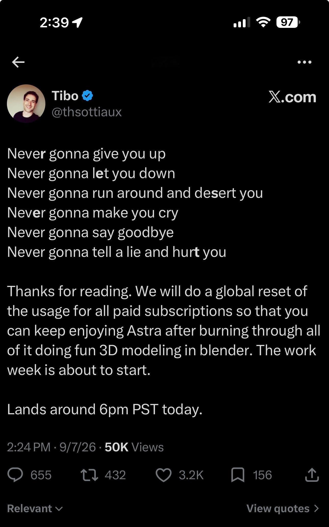 Codex 今天 6pm PST 要重置了 ​​​