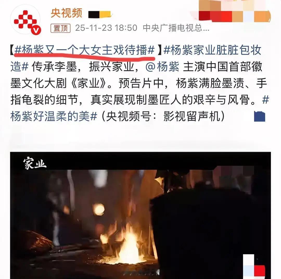 一觉睡醒
 
是不是全网都知道了。
 
昨天，央视频发布杨紫新剧《家业》预告，还