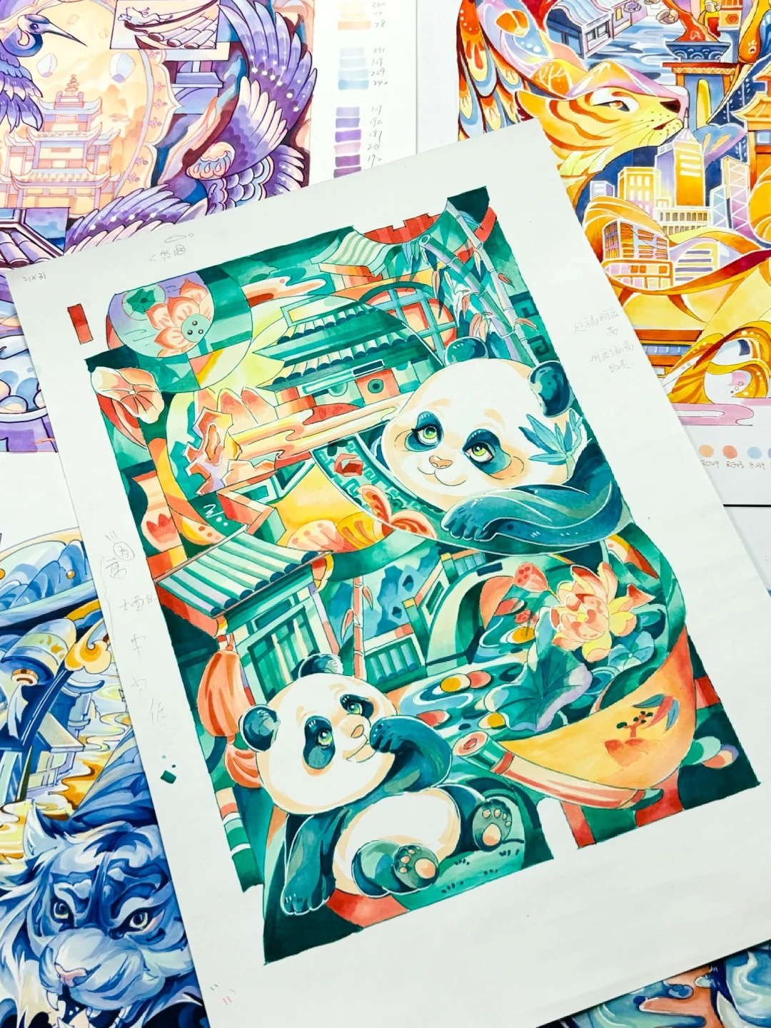 圆滚滚的熊猫做主体同样很有效果～