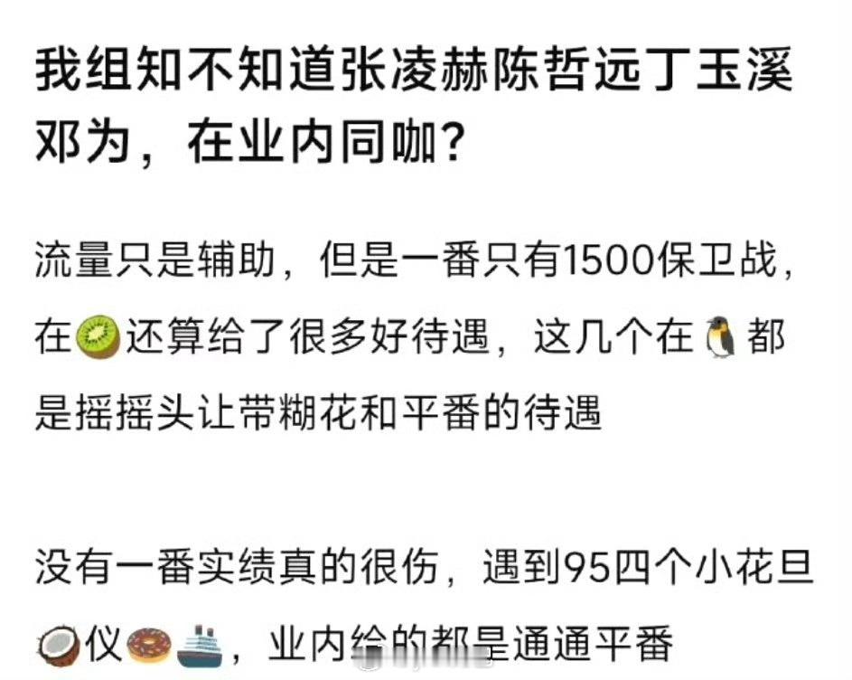 曝张凌赫陈哲远丁禹兮邓为业内同咖还是有点区别的吧 ​​​