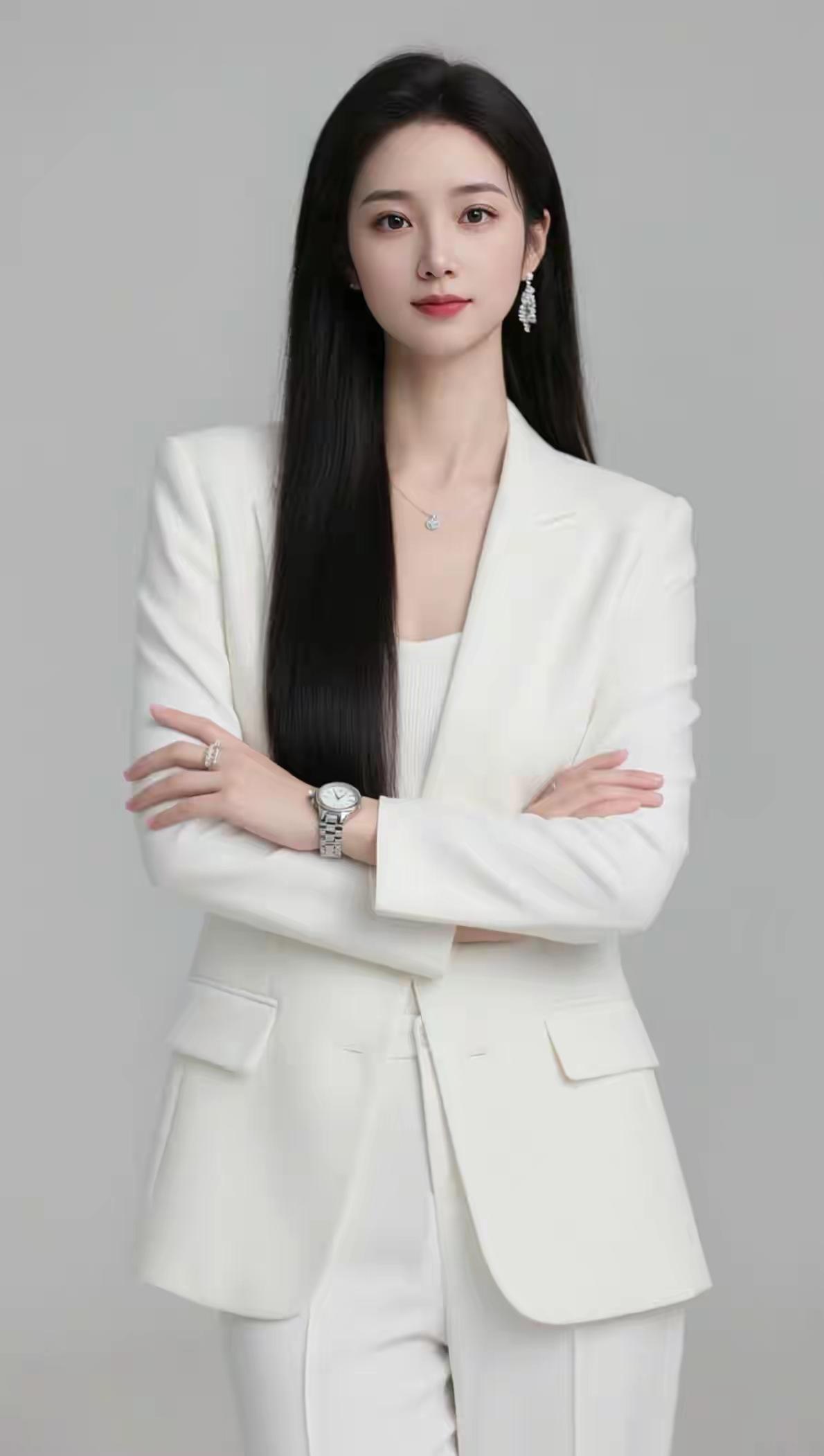 优雅白西装，自信女神范儿