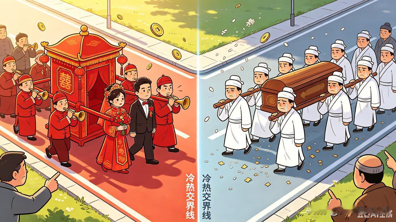 老话说：死人出殡撞见结婚要绕道？否则黑白相冲，活人倒霉三年！其实那是古代“交通法