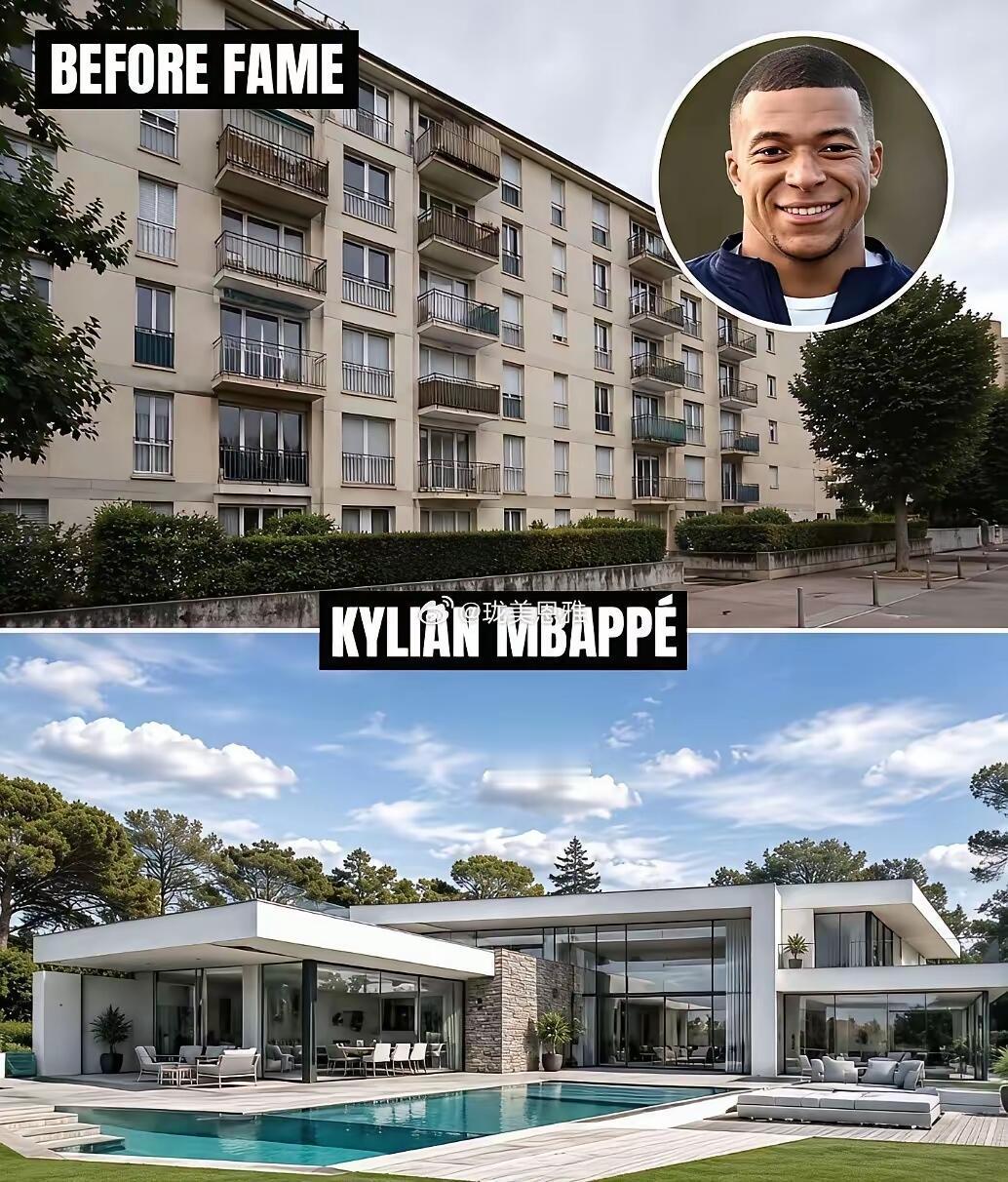 梅西姆巴佩们成名前后的房子对比从贫民窟的陋室到亿万豪宅，足球明星的居所变迁，是命