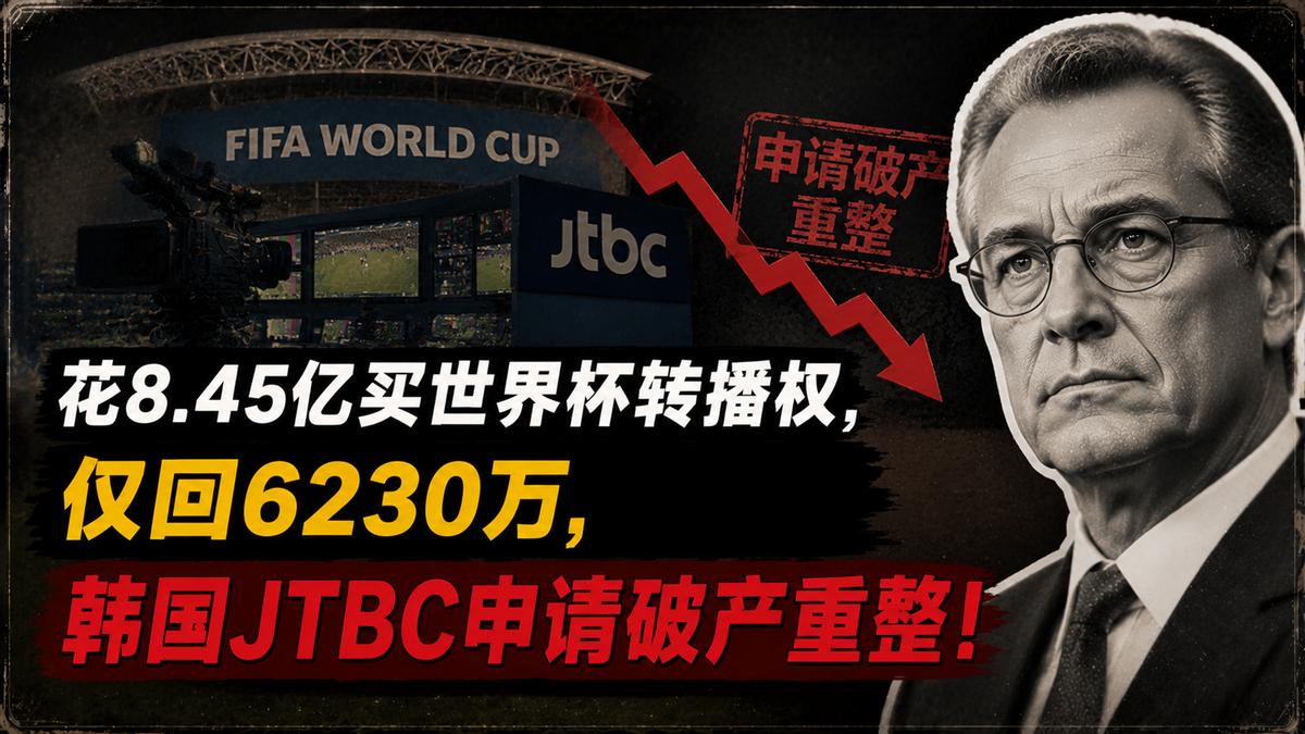 花8.45亿买世界杯转播权，仅回6230万，韩国JTBC申请破产重整！
JTBC
