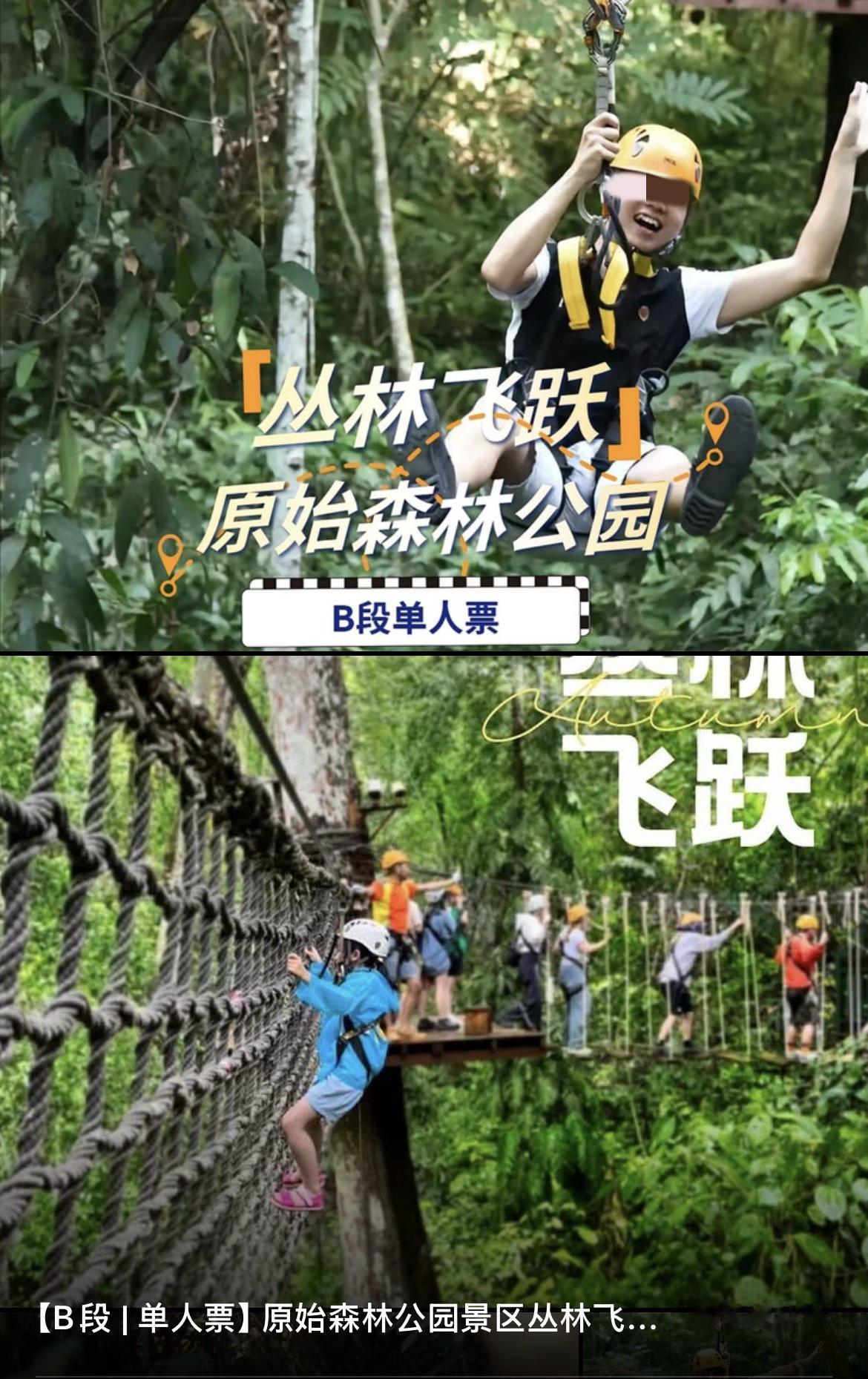 8 月 3 日西双版纳原始森林公园内，“丛林飞跃” B 段设施出现绳索故障，多名