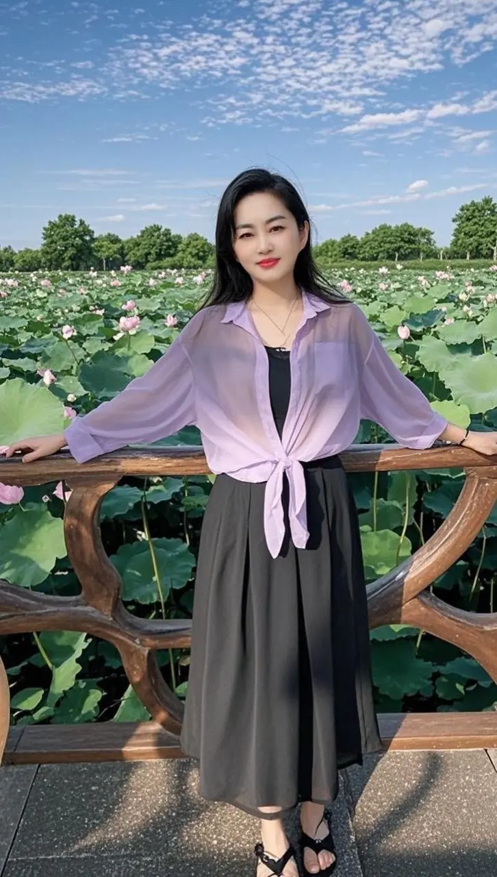 夏日穿搭 夏天总要来拍一次荷花吧