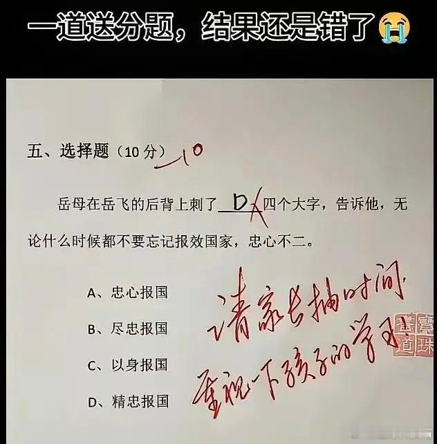 所以岳飞背后到底刺的是哪四个字？ 