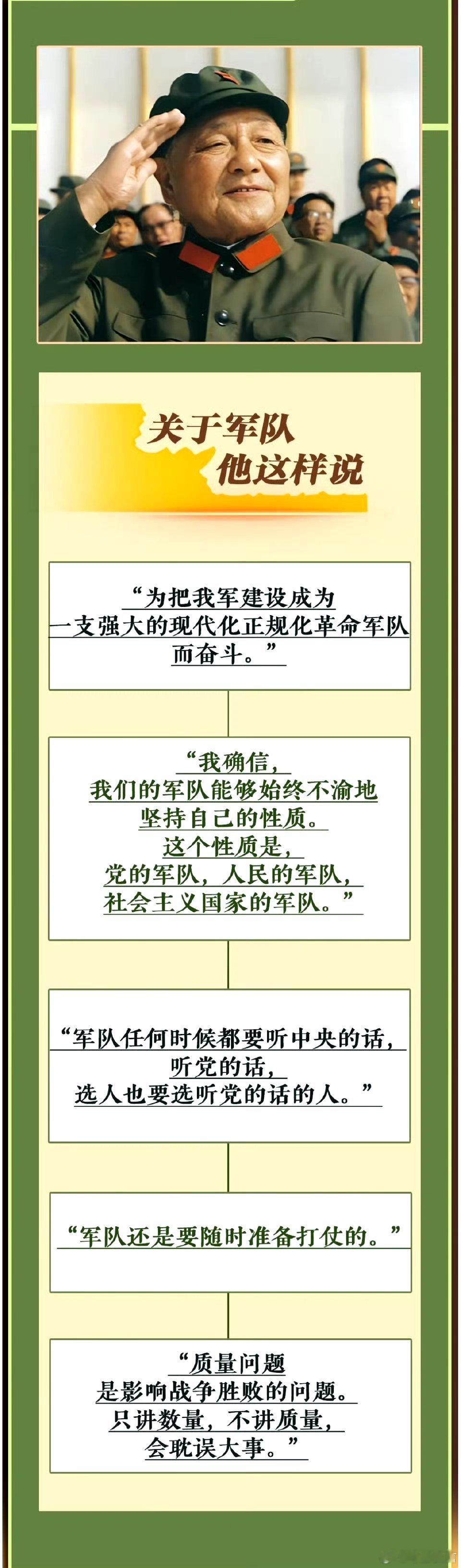 #纪念邓小平同志诞辰120周年# “军队还是要随时准备打仗的”[拳头][拳头] 