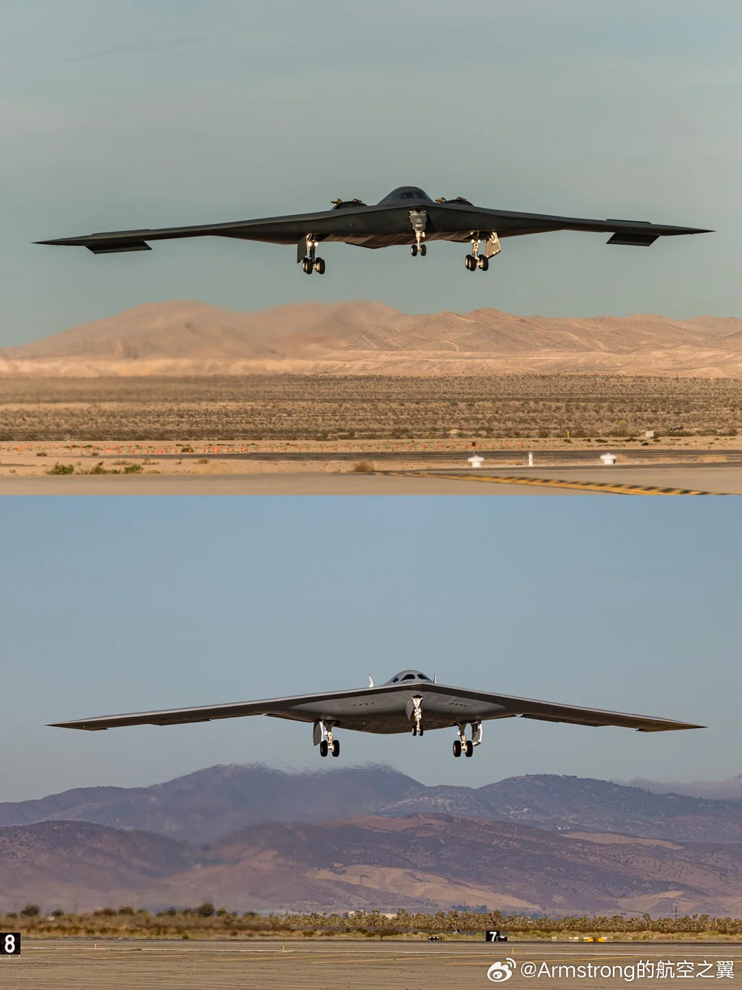 B-2和B-21的同角度对比，基本上是后者的缩小重置版，在成本和战力之间的妥协设