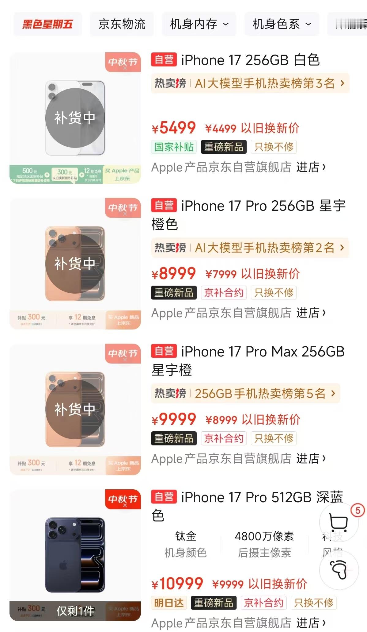 早餐还没送到iPhone17到了iPhone17今年比我预想的还要火……看了下京