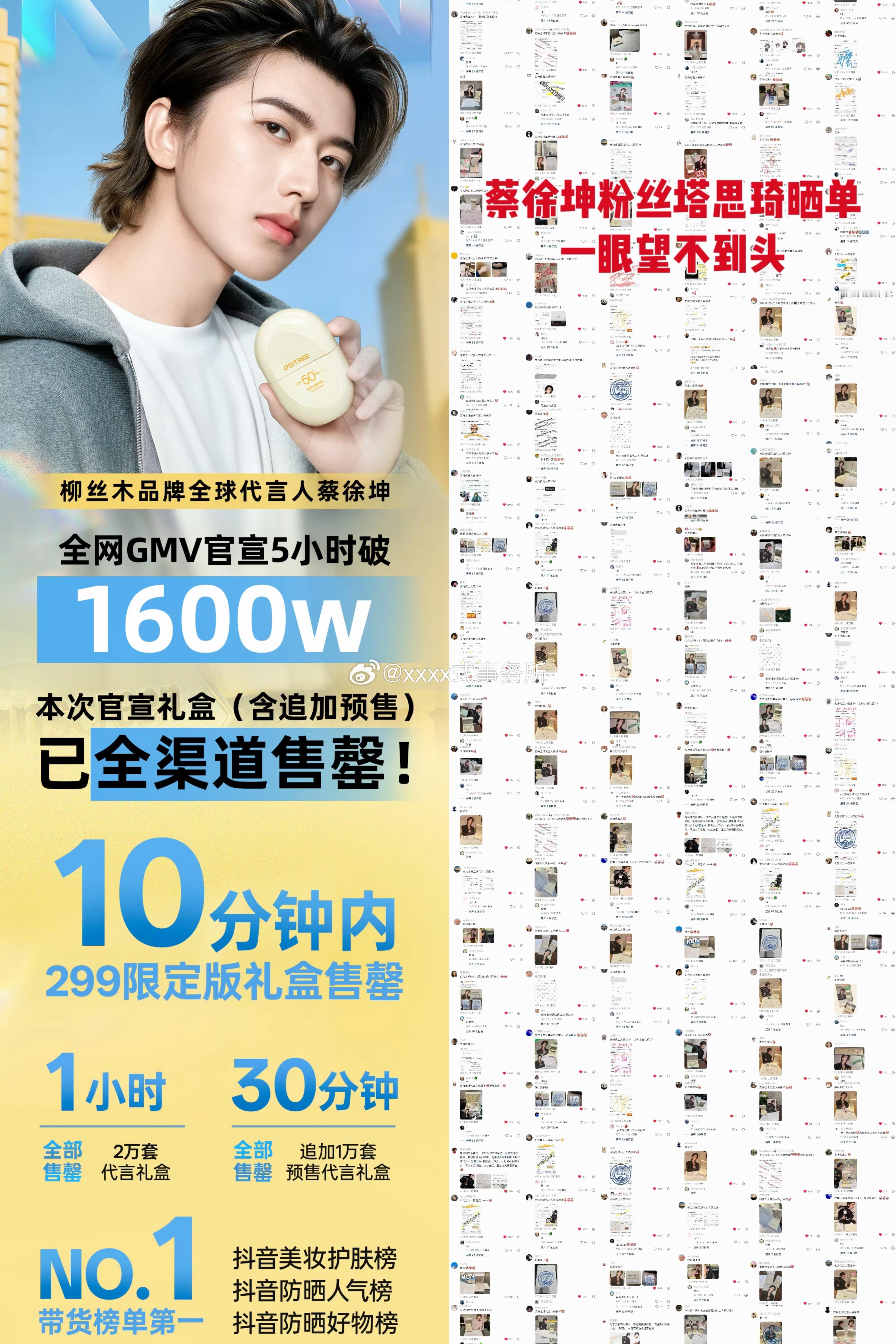 好夸张 蔡徐坤巡演周边上线仅五天 ikun随便买买销售额已超4000w…保守估算