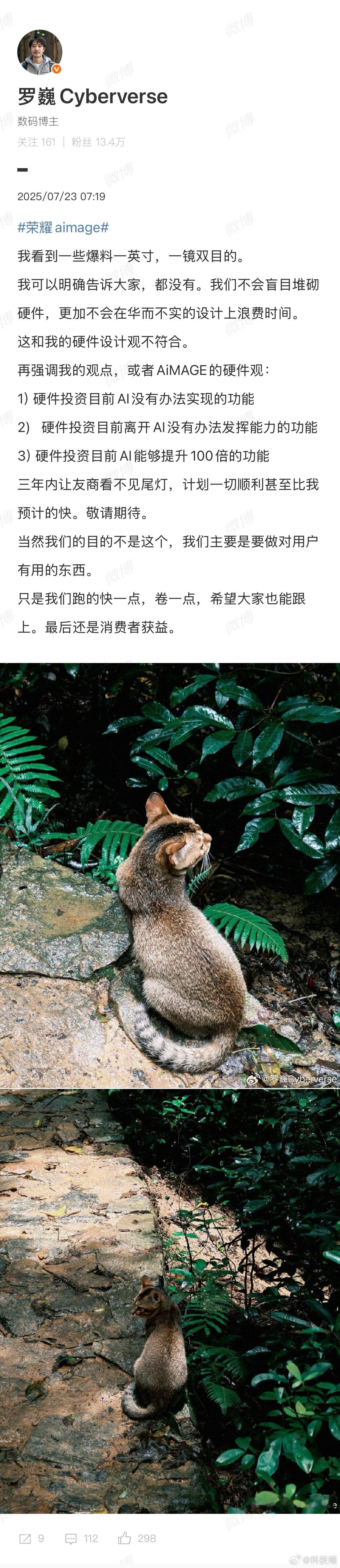 罗巍：荣耀没有一英寸和一镜双目，不会盲目堆砌硬件。 ​​​