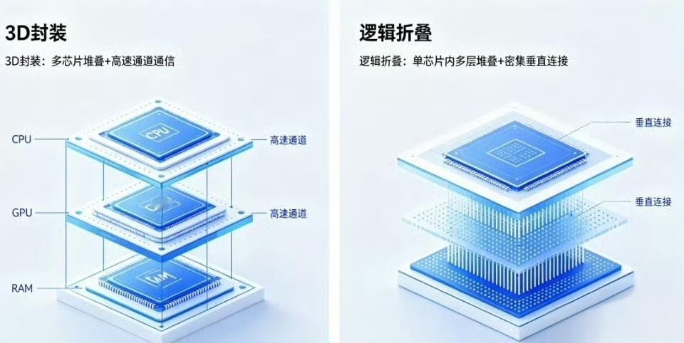 华为新技术逻辑折叠非3D堆叠我当年曝光这个叠加技术的时候，后面其实我说过，华为的