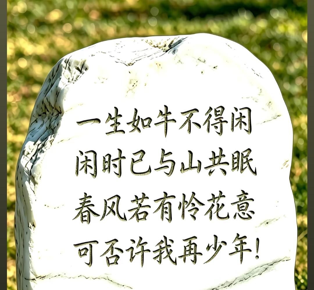 石头上刻着一句哲理诗句。这时的英语很好，针对每个人。珍惜当下幸福生活。[玫瑰][