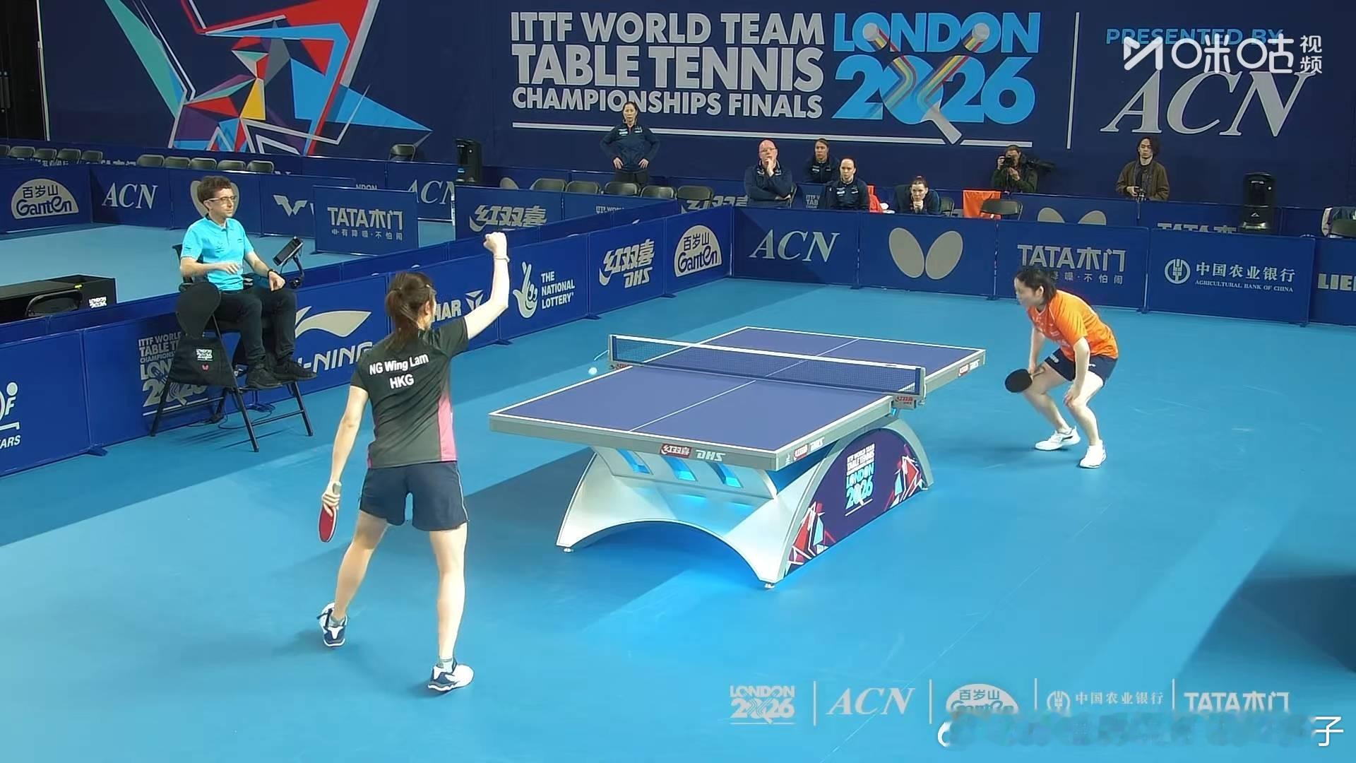 吴咏琳3比0门烁涵第四盘：杜凯琹VS李洁中国香港队二比一荷兰队2026年国际乒联