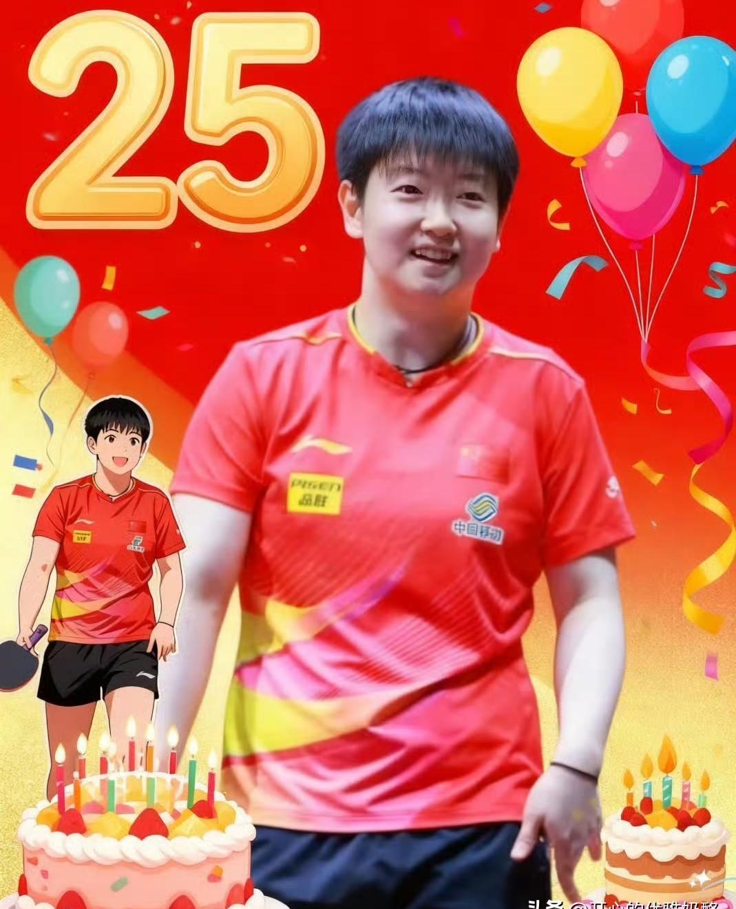 25岁生日，没蛋糕，没放假，只有球拍和汗珠。
训练馆里，队友悄悄摆了瓶矿泉水，上