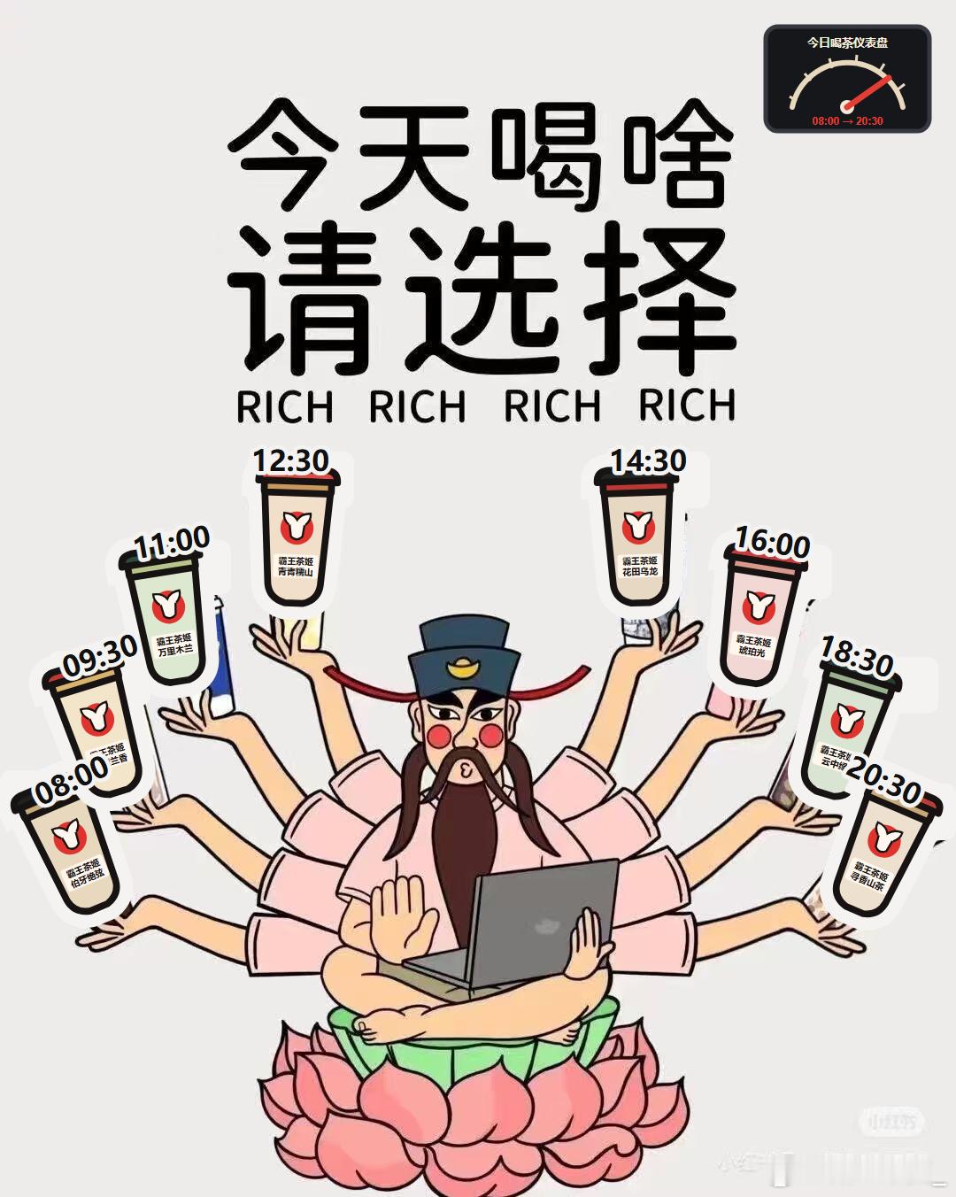 看不见的咖啡因终于可视化了霸王茶姬推出咖啡因仪表盘，用红黄绿三色做区分，喝茶不再