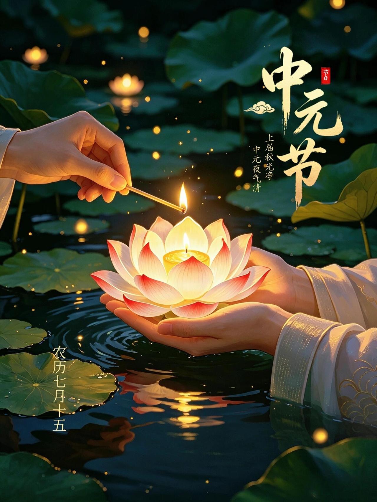 清晨问候，中元安康🕯️。明月寄思念，灯火慰故人，在这个传统的日子里，心怀敬畏与