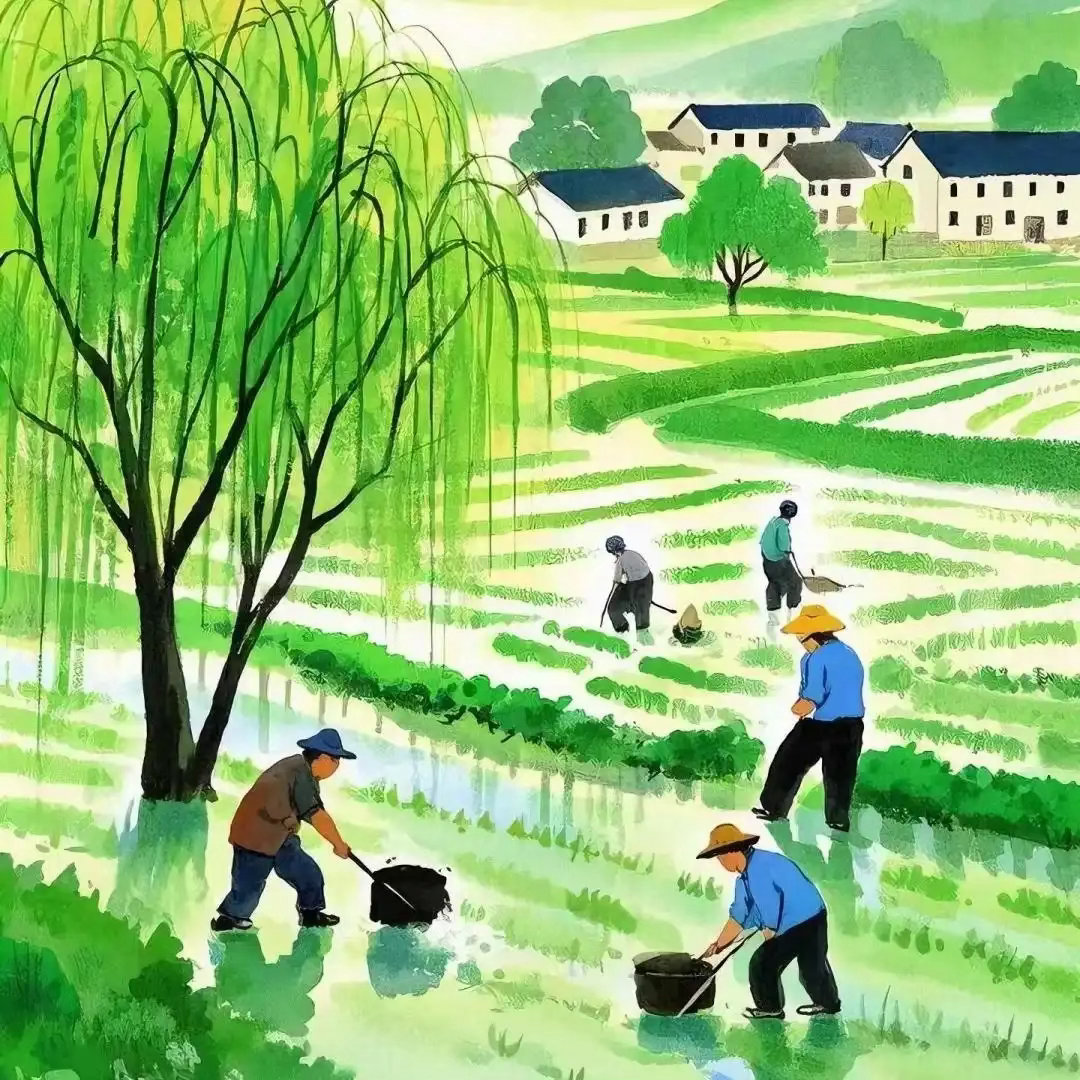晚安，三无量。蛙声近过社，农事忽已忙。邻妇饷田归，不见百花芳。 