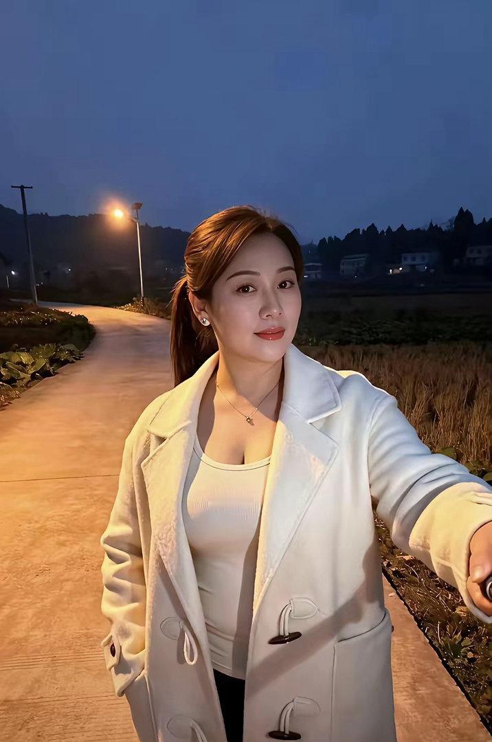 农村的傍晚，散步的大姨